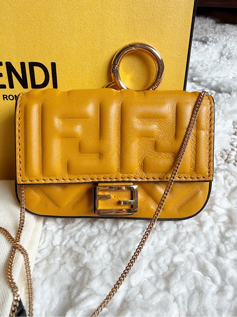 Fendi Zucca FF Baguette Super Nano crossbody bag , charm, earpod purse - Picture 6 of 13